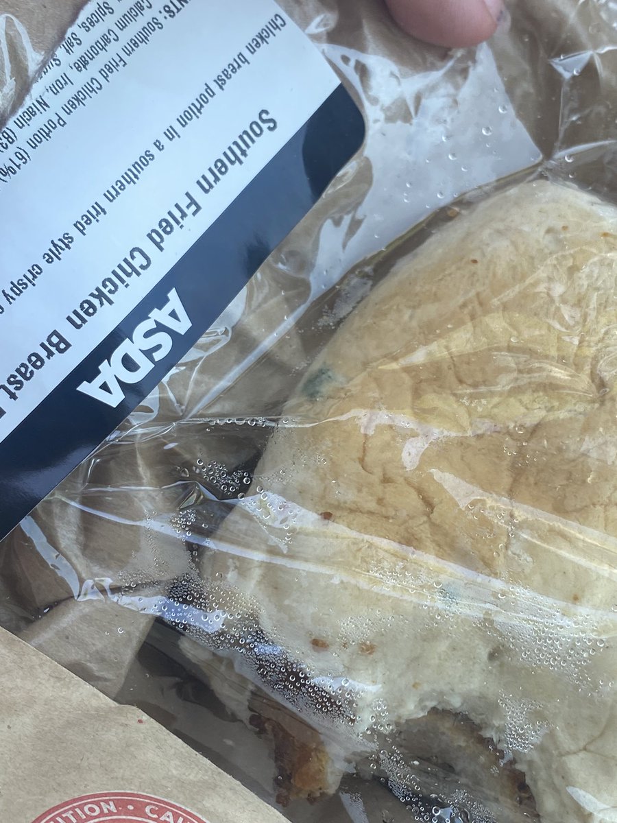 bbygeexo's tweet photo. @AsdaServiceTeam I’ve just been to your minworth store and purchased a southern fried chicken burger from the hot counter. Can you explain why the bun is mouldy? I only realised after I’d already taken a bite! https://t.co/ULqUeCLVDT