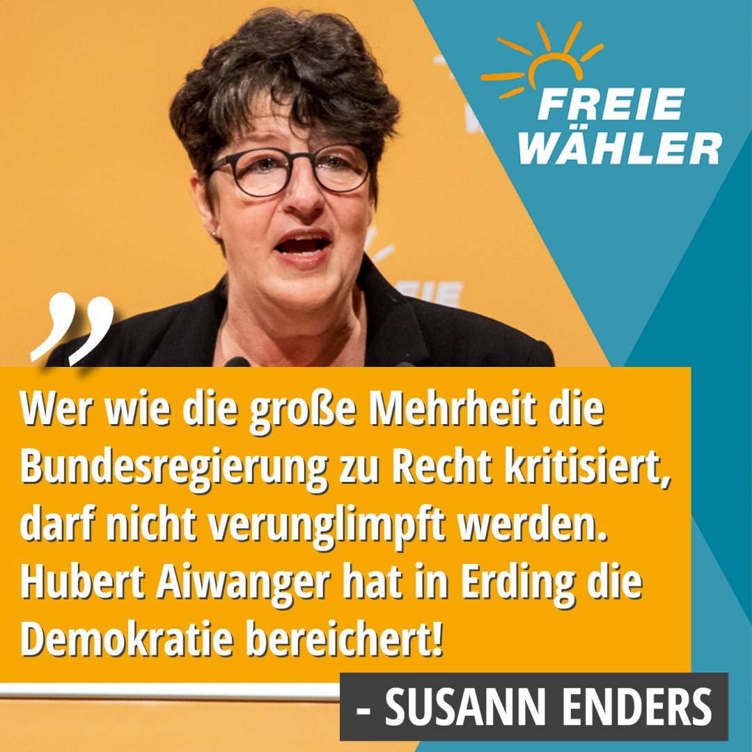 ‼️🗣️ Generalsekretärin <a href="/EndersSusann/">Susann Enders</a> stellt klar: „Wer d Bundesregierung kritisiert - und d ist die Mehrheit der Menschen - oder demonstriert, muss Gehör finden u darf nicht verunglimpft werden. <a href="/HubertAiwanger/">Hubert Aiwanger</a> hat mit seinen Worten in Erding die Demokratie bereichert!“ #Aiwanger