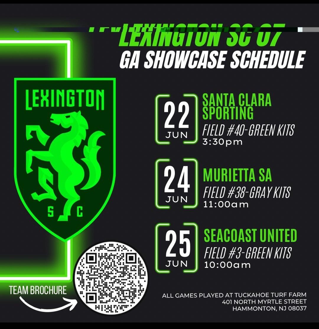 We're excited to be heading to Hammonton, New Jersey, next week for the GA Summer Showcase! <a href="/GAcademyLeague/">Girls Academy</a> <a href="/LSCyouth/">Lexington Sporting Youth</a> <a href="/ImYouthSoccer/">ECNL/GA/Recruiting/College Soccer</a> #GASummer