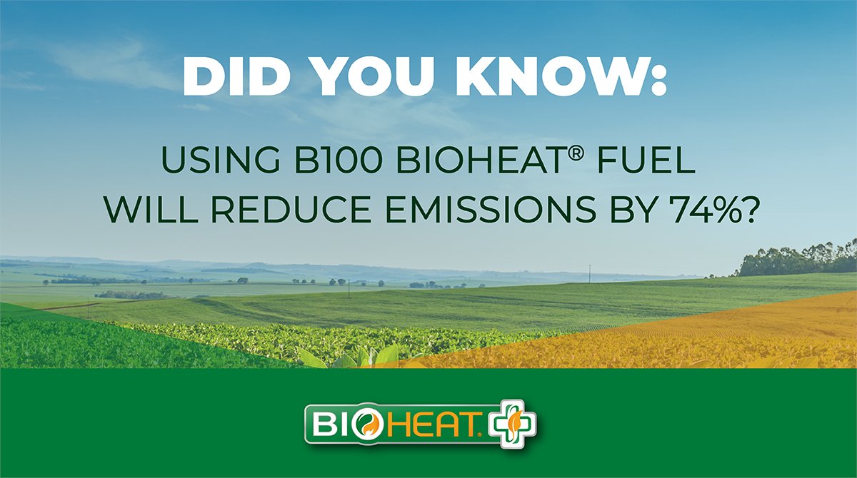According to the Argonne National Laboratory, using B100 Bioheat® fuel is projected to reduce GHG emissions by an average of 74%. In fact, the Bioheat® fuel we use now is working toward that goal. mybioheat.com/environment/

#Bioheat #BioheatFuel #ReduceEmissions