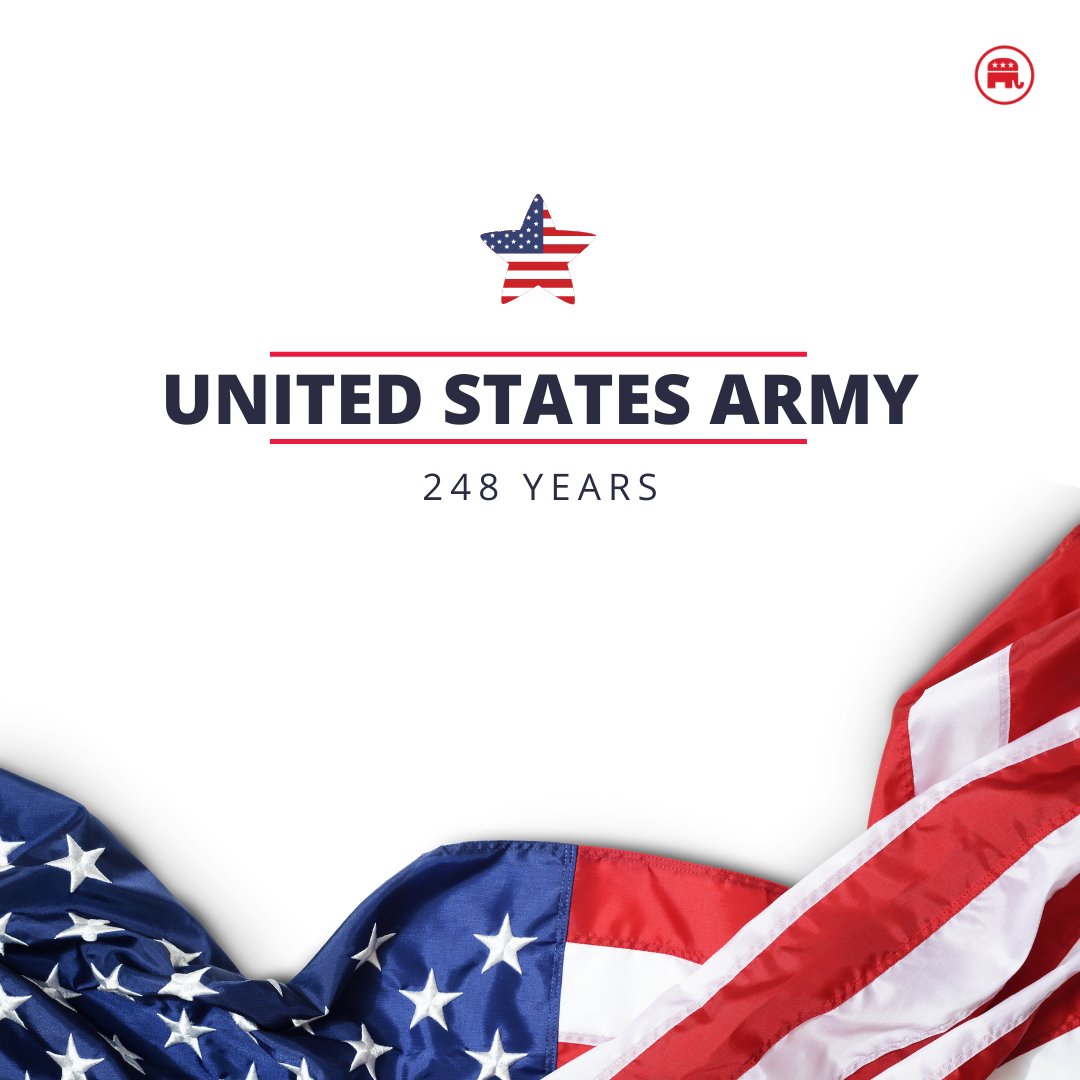 Republicans's tweet photo. “This We’ll Defend”

For 248 years the United States Army has faithfully defended this nation. Happy birthday to our oldest brand of the military! https://t.co/tFHaK7PAEu