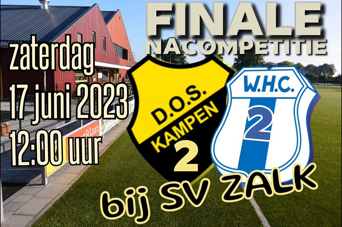 svzalk's tweet photo. Finale nacompetitie: strijd om de hoofdklasse!  

Zaterdag 17 juni is erop Sportpark “An de Steege” de finale van de nacompetitie! @VVDOSK 2 en @whcwezep2 strijden om een plek in de Hoofdklasse.  

Locatie: Broeksteeg 42, Zalk 
Tijd: 12.00 uur

@whcwezep1 https://t.co/KmdwjZeAsC
