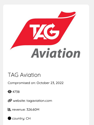 ValeryMarchive's tweet photo. On June 9th, #Unsafe published a claim for #TAGAviation, weirdly dated Oct. 23rd, 2022. Just one day before... TAGAVIA appeared on the DLS of #BlackBasta. https://t.co/8MU13KMWOo