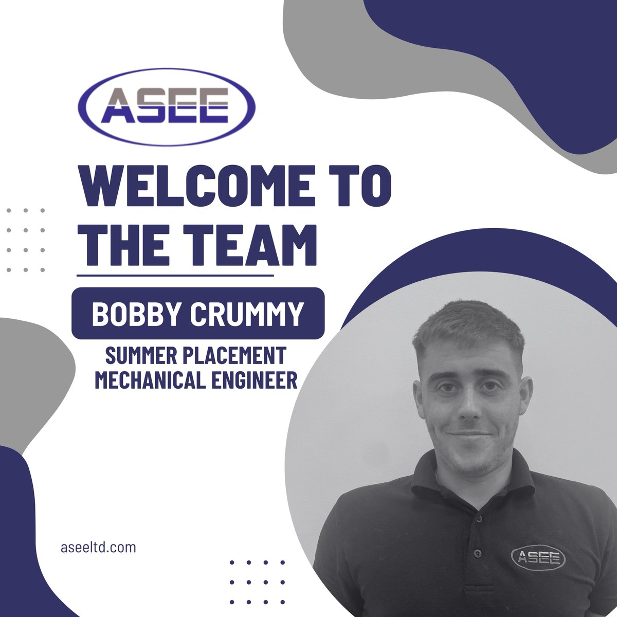 Introducing Bobby Crummy, Our New Summer Placement Mechanical Engineer!

We are thrilled to extend a warm welcome to Bobby Crummy, who has recently joined our team as a Summer Placement Mechanical Engineer.

#NewTeamMember #SummerPlacement #ASEELTD  #WelcomeAboard