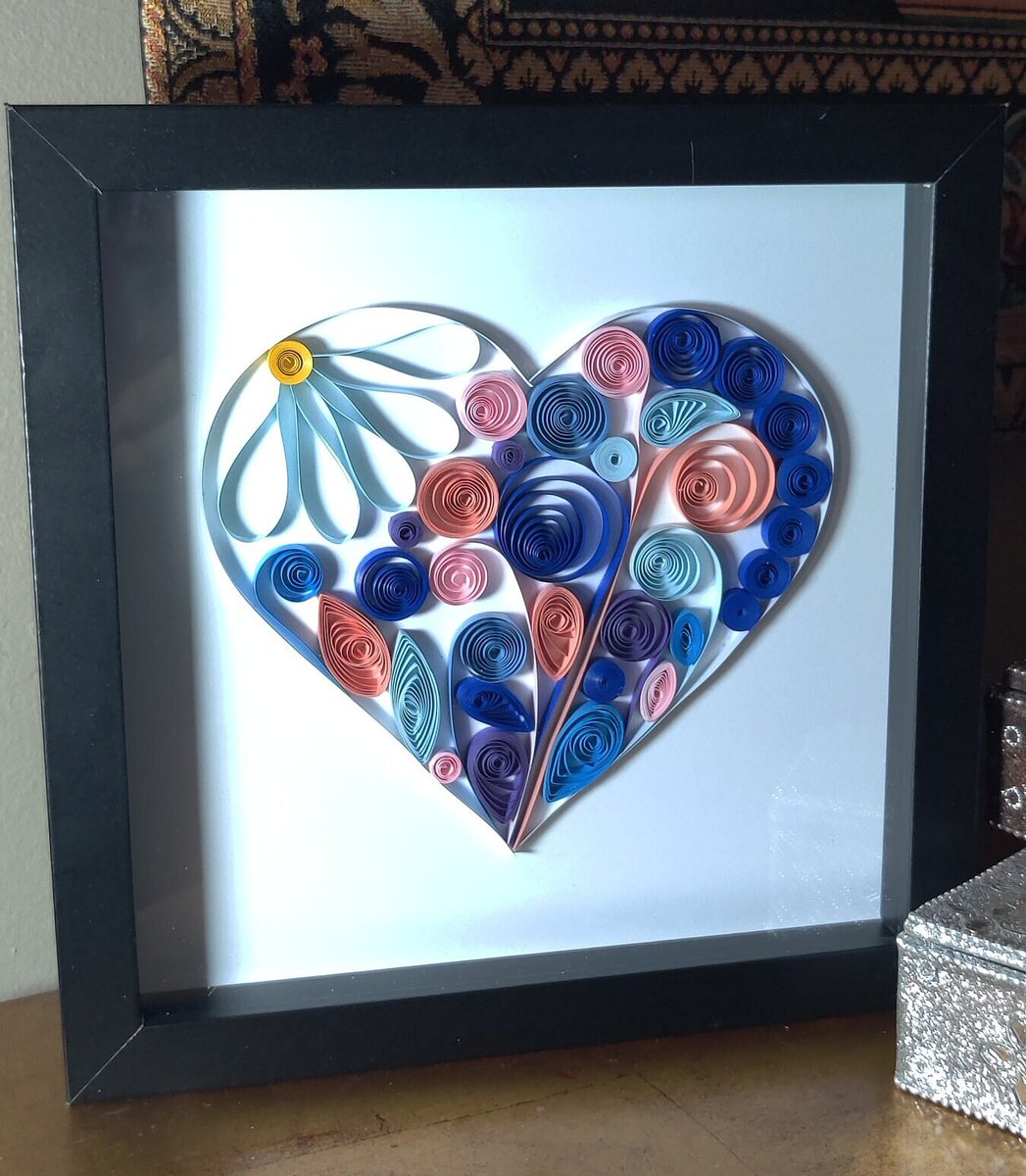 Excited to share the latest addition to my #etsy shop: Quilled Heart, Quilled Wall Decor, Quilled Valentine Decor, Quilled Wedding Gift, Love Decor etsy.me/3Ct3zaB #blue #wedding #valentinesday #paperquilling #pink #framed #entryway #contemporary #etsygifts