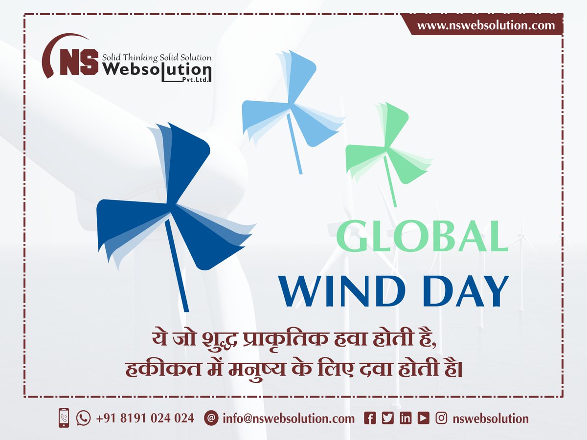 nswebsolution's tweet photo. ये जो शुद्ध प्राकृतिक हवा होती है,
हकीकत में मनुष्य के लिए दवा होती है।
#GlobalWindDay #globalwindday #windday #nswebsolution @nswebsolution https://t.co/qjeXWpD07W