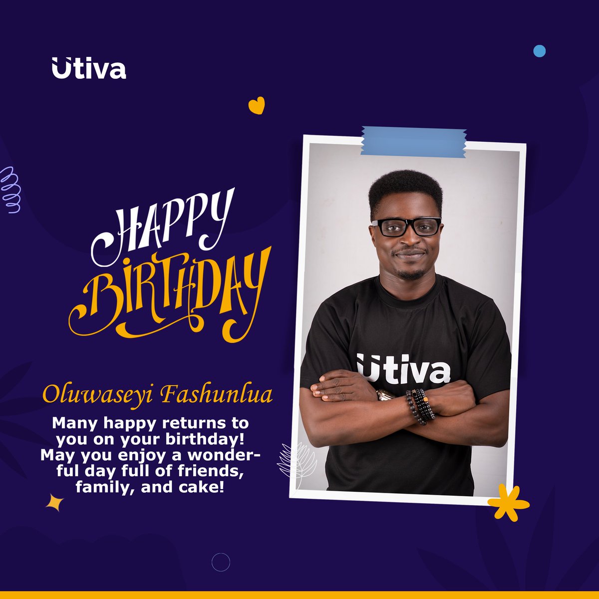 utiva_io's tweet photo. We are sending you our sweet messages and greetings on this special day.
May this day be the beginning of new achievements, growth and prosperity for you.
Happy birthday to you π€Έππππππππππ
#TechisHiring #utiva #humansofutiva #TechNews https://t.co/EYixBD1MTC