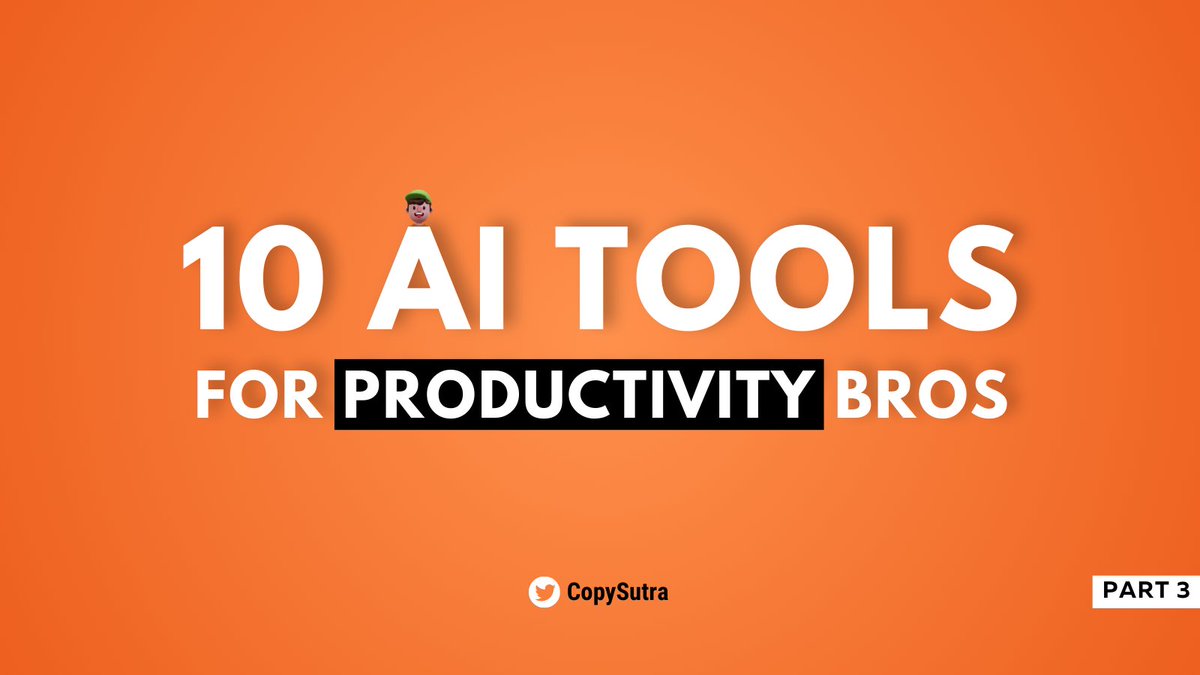 CopySutra's tweet image. These 10 AI Tools Will 10x Your Productivity:

(Instant Bookmark)

1. Joinmano.ai ➝ ChatGPT Powered Assistant

2. Trinka.ai ➝ Proofreader &amp;amp; Grammar Checker

3. Forethought.ai ➝ Generative AI For Customer Support

4. Aivalley.ai ➝…