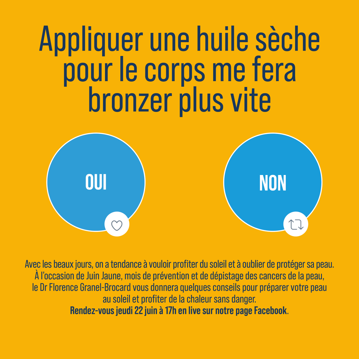 CHRU_de_Nancy's tweet photo. 👩⚕️ À l’occasion de la campagne nationale #juinjaune, le Dr Florence Granel-Brocard, dermatologue au service de dermatologie du CHRU de Nancy, vous donnera quelques conseils pour profiter des beaux jours tout en protégeant votre peau des rayons nocifs du soleil🌞 https://t.co/x8wuQwnuqb