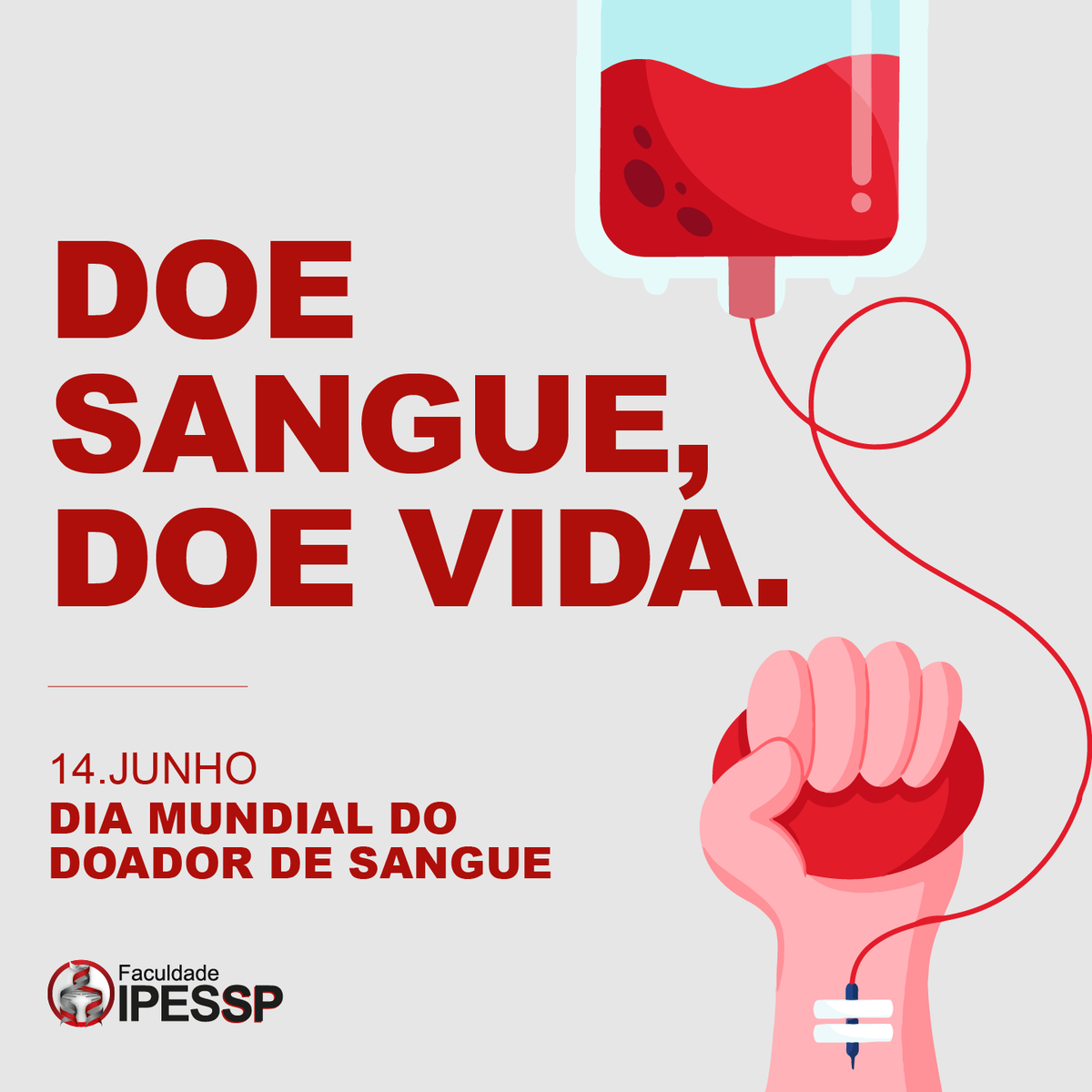 IPESSP's tweet image. Doe sangue, doe vida: é hora de celebrar o Dia Mundial do Doador de Sangue!

#DoeSangue #DoeVida #SalveVidas #DiaMundialDoDoadorDeSangue #IPESSP