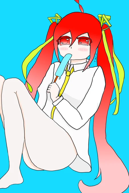 アイスを貪るツインテちゃん! #ツインテ #ツインテール #イラスト