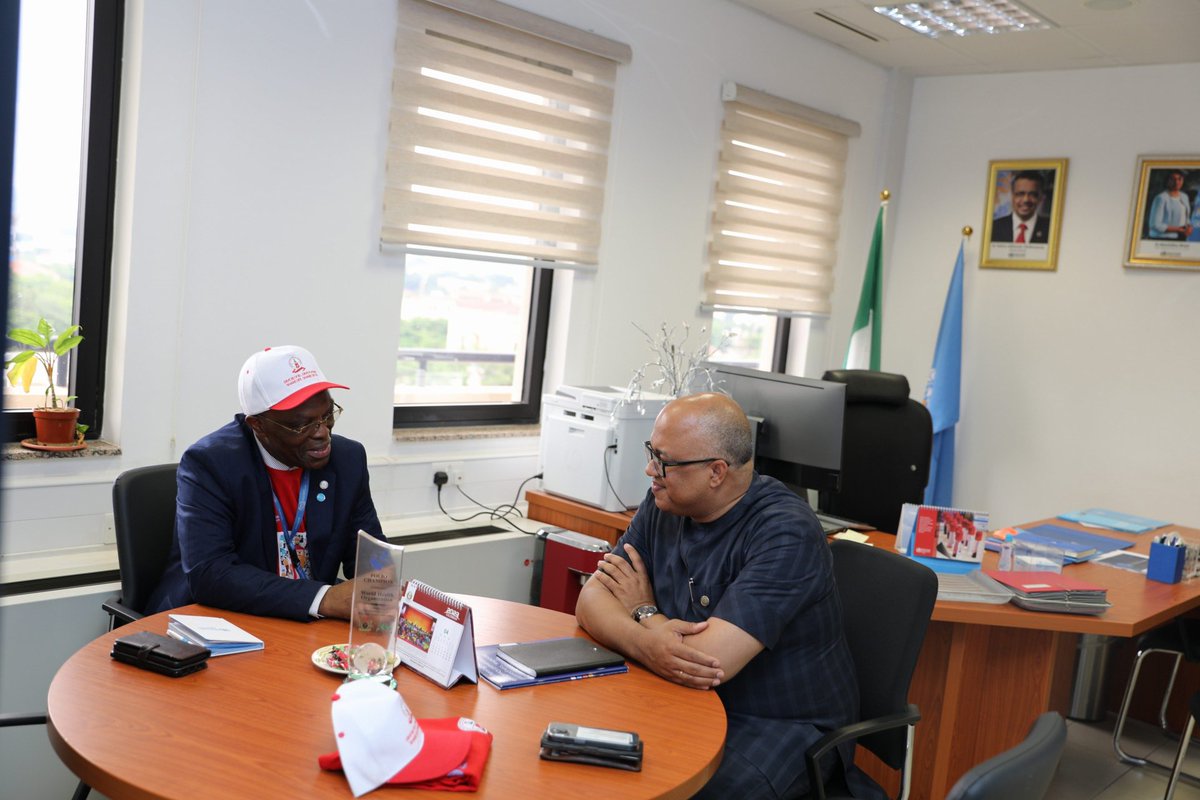 WMulombo's tweet photo. Thank you @Chikwe_I Assistant Director General @WHO Hub for Pandemic  &amp; Epidemic Intelligence for visiting us @WHONigeria. Your thoughts on the new positioning of the organization to meet expectations of Member States on #HEPR are inspiring @DrTedros https://t.co/KWJdDoUCfh