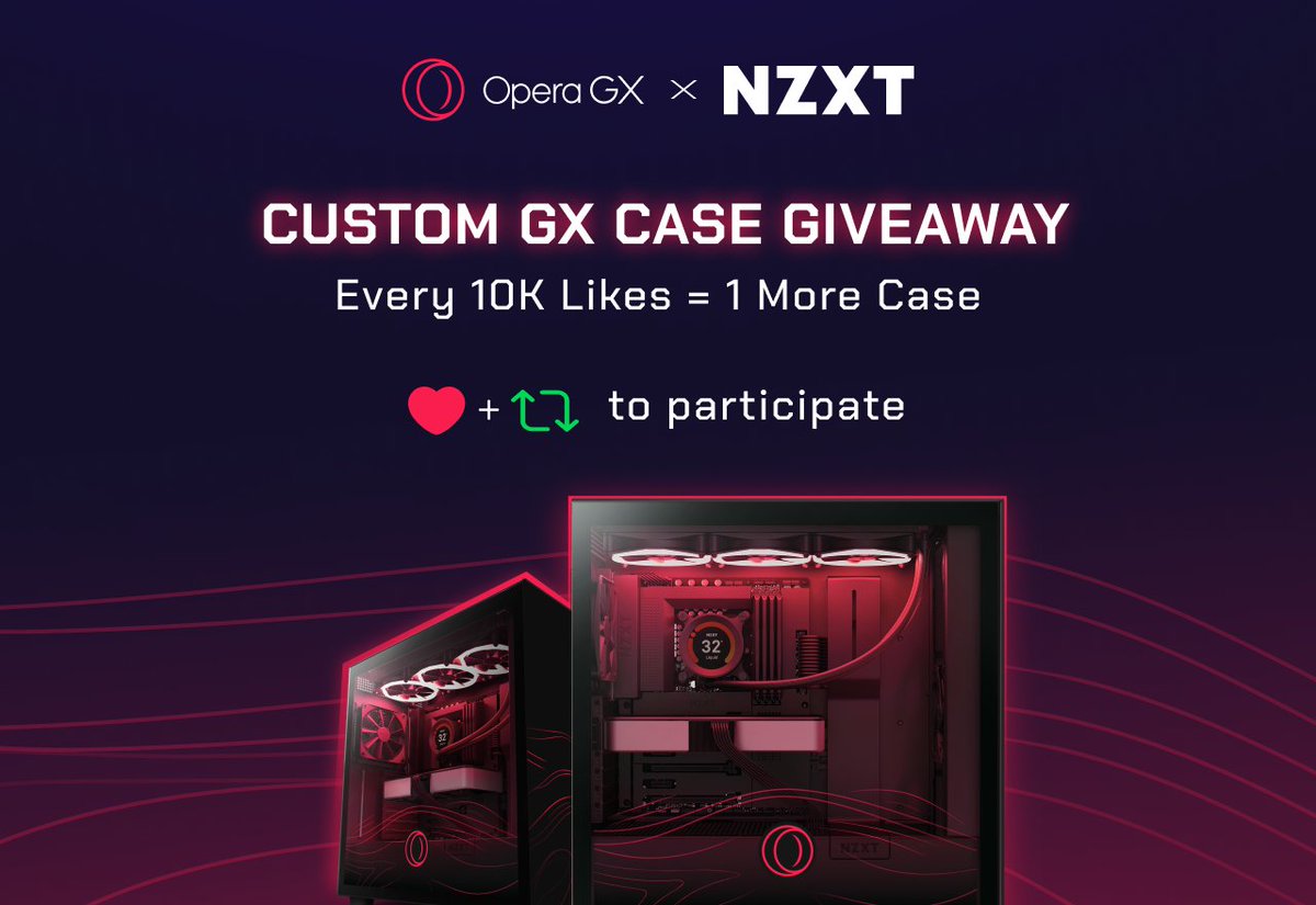We're partnering up with NZXT to bring you some epic custom GX cases. We're starting off with 1 case and adding one more for every 10K likes this post gets, retweet to participate. 10,000 ❤️ = +1 case 🔁 = Participate