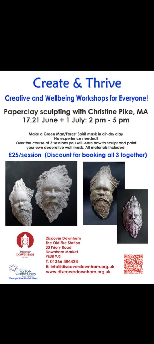 DiscoverDownham's tweet photo. Tomorrow, Thursday 15th June is the last chance to bag a place on the Paperclay sculpting workshop which starts this Saturday, 17th June. Only a few places left for this excellent course run by an experienced instructor. https://t.co/TwYutky9Pq