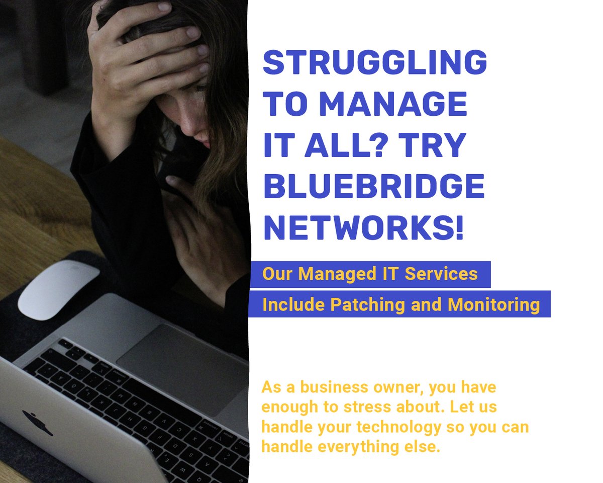 BlueBridgeLLC's tweet photo. Tired of security worries? BlueBridge Networks has your back! Our expert team will patch and monitor your systems, keeping them up-to-date and secure. Trust us to handle it, so you can focus on what you do best.
#ManagedIT #SecuritySolutions #BlueBridgeNetworks #Ohio https://t.co/FiQfvfydhi