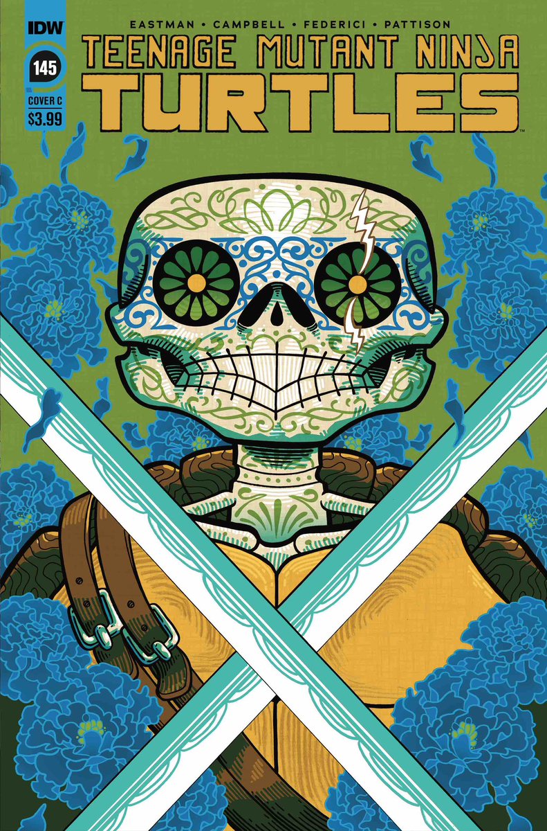 lamanocomic's tweet photo. ANOTHER TMNT INFO UPDATE:
Leonardo will be a cover for issue #145 of the main Teenage Mutant Ninja Turtles title. Having an image that I drew as a cover for this legendary book is a literal dream gig!! 
#tmnt #teenagemutantninjaturtles #leonardo #diadelosmuertos https://t.co/zaVK2QF5f2