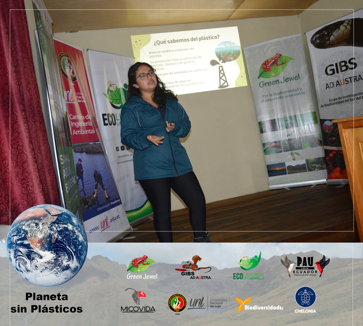 GrupoGreenJewel's tweet photo. MES DEL AMBIENTE
Ciclo de Conferencias "Planeta sin Plásticos"
#CristinaCórdova de #GIBS y #DanielHualpa de #GreenJewel compartiendo la charla: Impacto de los plásticos al ambiente
Evento organizado por #GreenJewel #UNL #EcolíderesLaCascarilla #MICOVIDA #GIBS #PAULoja #Chelonia https://t.co/mTf34TQFd0
