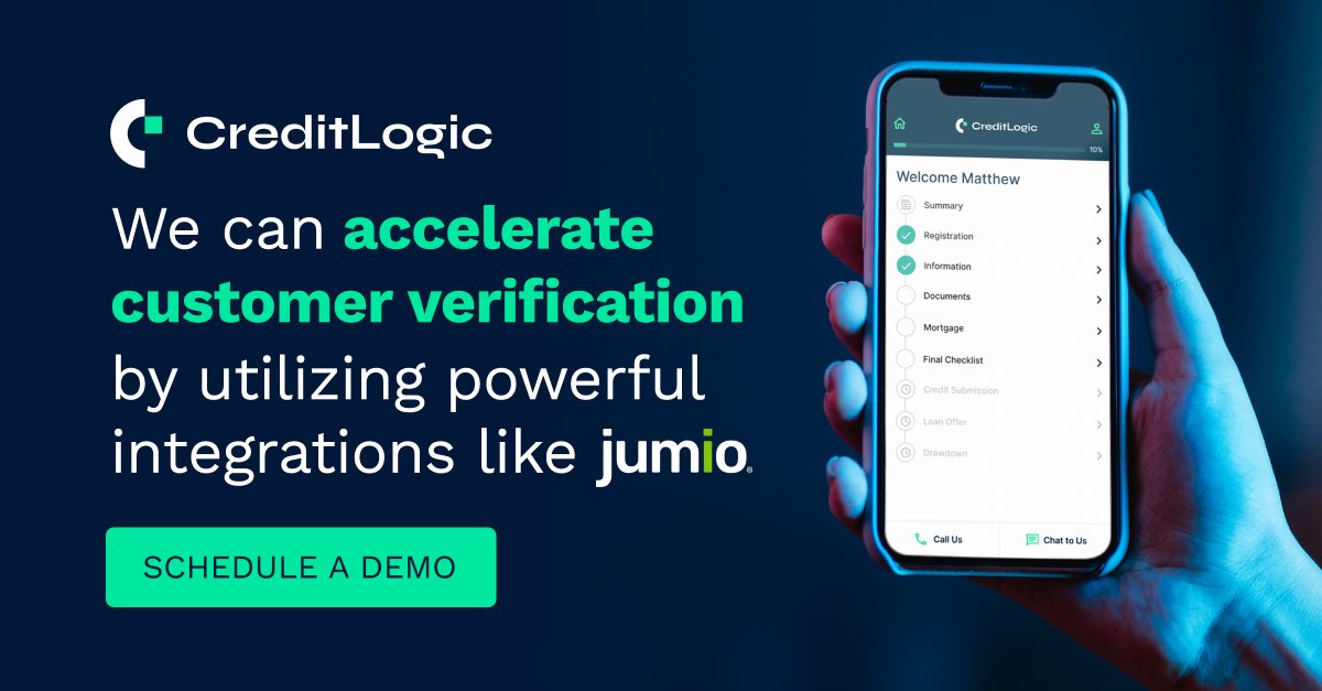 Through our integration with powerful tools like <a href="/jumio/">Jumio</a>, a leader in identity verification and anti-money laundering, we're taking loan processing to a whole new level by improving the speed &amp; experience of customer verification🤝🔒

Request a demo today: creditlogic.com/request-a-demo/