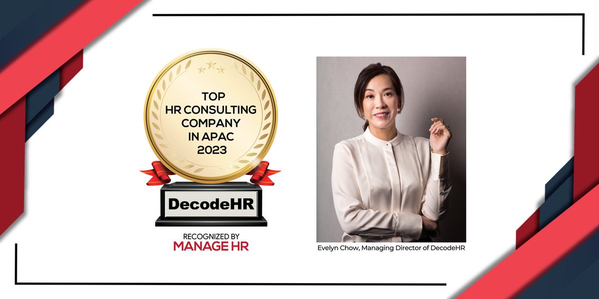 We are thrilled to share that DecodeHR has been awarded as one of the top 10 HR consulting firms in Asia Pacific! 

Read more: buff.ly/3P9k6rZ 

#DecodeHR #ManageHR #Top10HRConsultingFirms #hrconsultancy #hrconsulting #hr