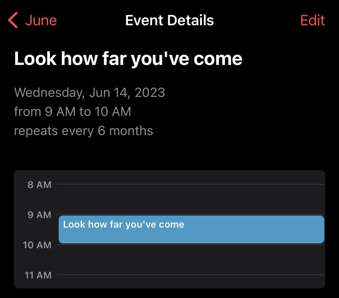 Celebrate. Everything. 

I put this reminder as a recurring meeting on my cal. 

Every 6 months I’m reminded to reflect on where I was, where I am now, and how much I learned along the way. 

Why 6 months? It’s just enough time for me to forget about it 😂