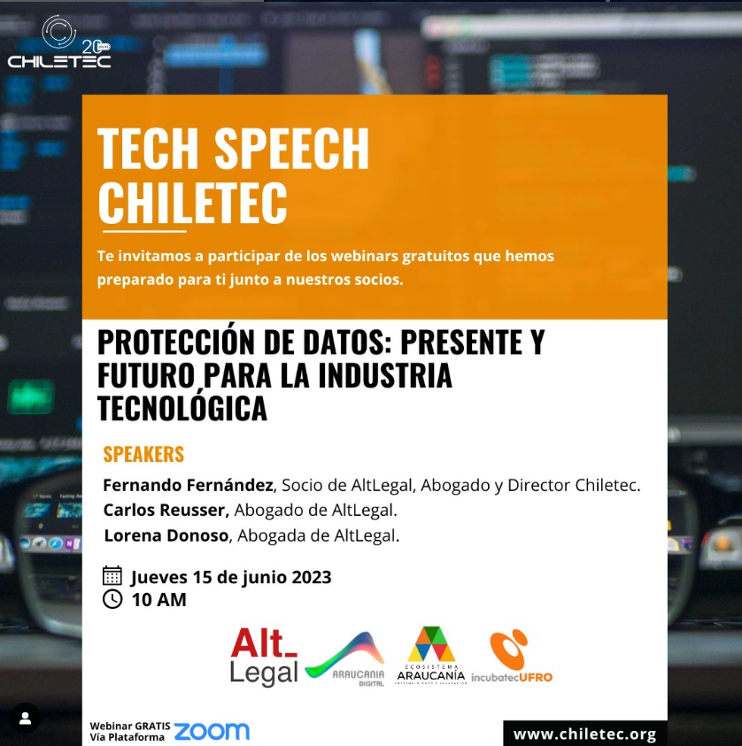 Participa del próximo webinar gratuito en "Protección de datos: presente y futuro para la industria tecnológica".

🗓️15 de Junio a las 10:00 am. Vía Zoom.
Inscripciones en el enlace: forms.gle/WaWbs7jo75LfCo…

#chiletec #protecciondedatos #ciberseguridad #datos #Tecnologia