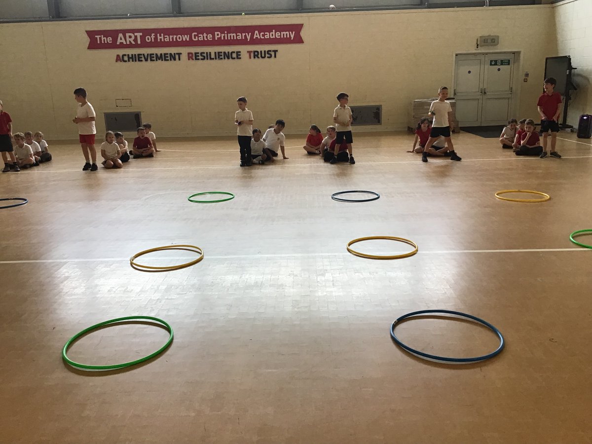 In P.E we used an underarm throw to throw the bean bag accurately into the hoops. #harrowgateacademy #harrowgatepe
