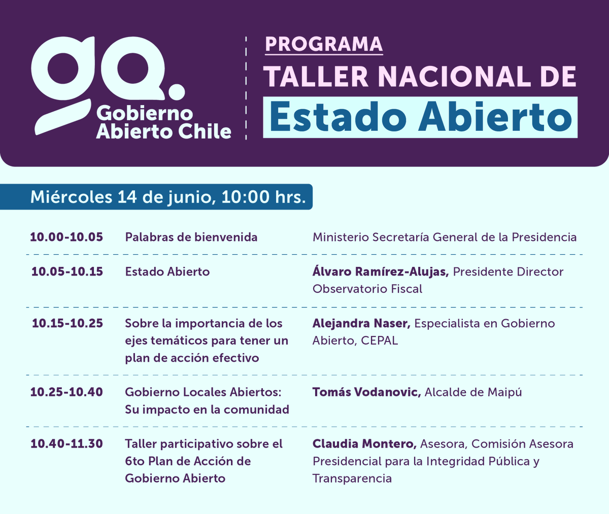 Integridad_gob's tweet photo. #Talller
En 10 minutos comienza el Taller Nacional de Estado Abierto ¿Todo listo?
Revisa nuevamente el programa: https://t.co/uTtLPOIOkS