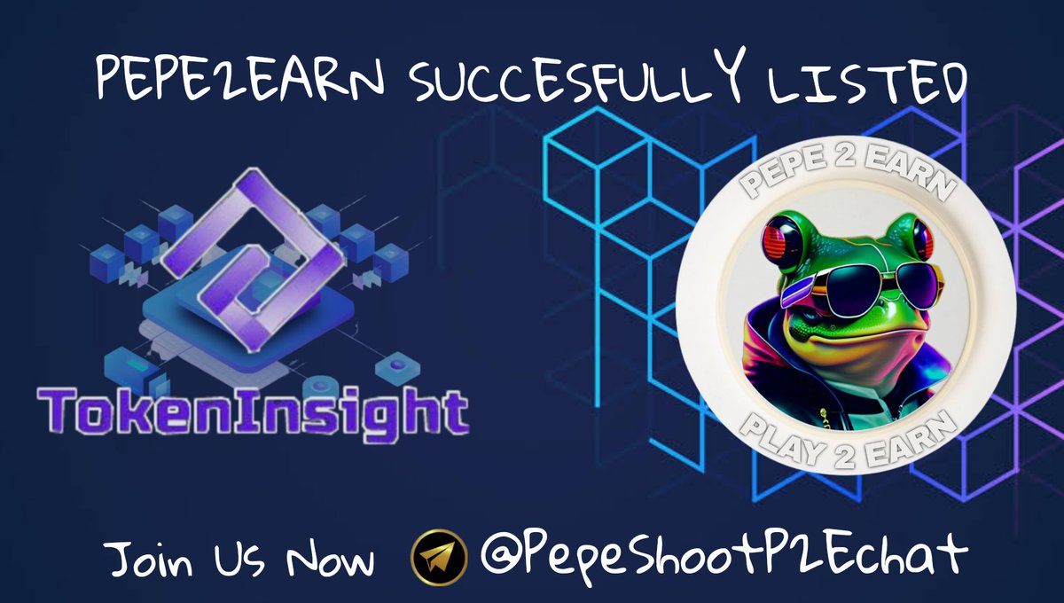 Hey #pepeArmy
We Are Pleased To Announced That Pepe2Earn Has Listed on <a href="/TokenInsight/">TokenInsight</a>
Keep Supporting and Share.
Strong Project Ahead Soon!

Tokeninsight Prelisting
tokeninsight.com/en/coins/pepe2…

#PEPE #pepe2Earn #PEPEARMY #PepeOnRobinhood #PEPEUSDT #PEPECOINTOKEN #Binance #BNB #bscgem