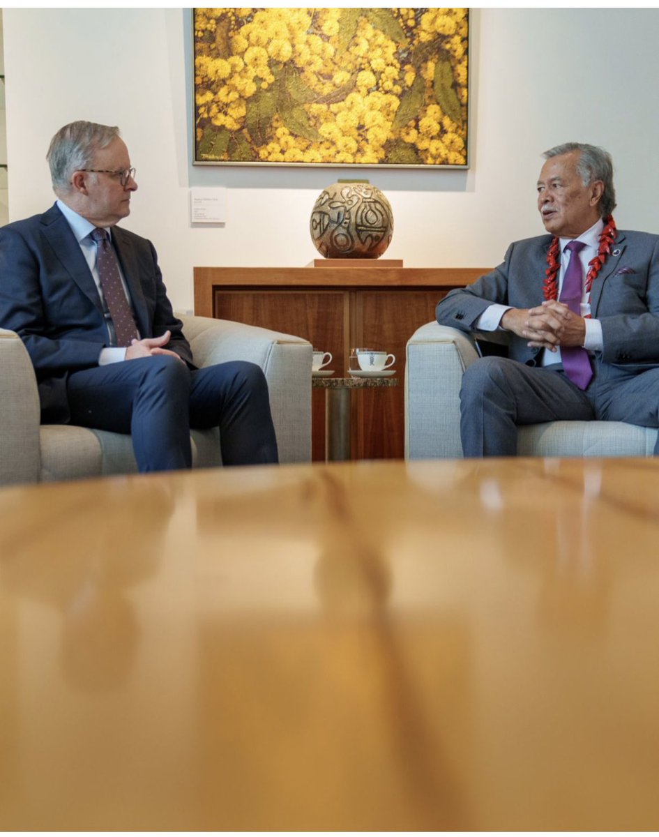 Sione_Tekiteki's tweet photo. PIF SG morning meetings with @AlboMP and @SenatorWong @PatConroy1 followed by High Level Consultations in the afternoon with @dfat Pacific senior management team. Fruitful discussions - @ForumSEC 2050 Strategy, regional environment, partnerships, climate change, security and more https://t.co/8hmEAI4Vhq