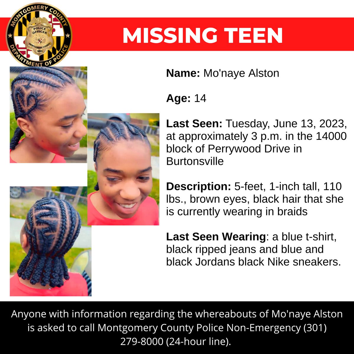 Concern for Missing Teen

www2.montgomerycountymd.gov/mcgportalapps/…

#mcpd #mcpnews #missing #missingteen