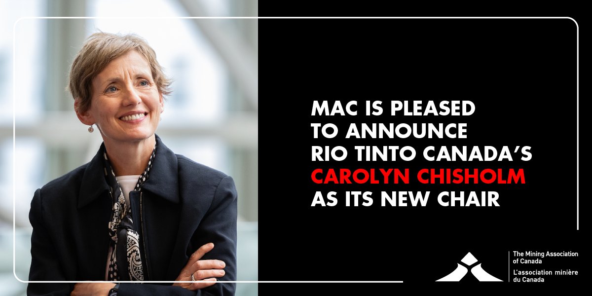 We are pleased to announce that Carolyn Chisholm, General Manager, External Affairs for <a href="/RioTinto/">Rio Tinto</a> Canada, has been elected Chair of MAC for the next two-year term: rb.gy/857uj