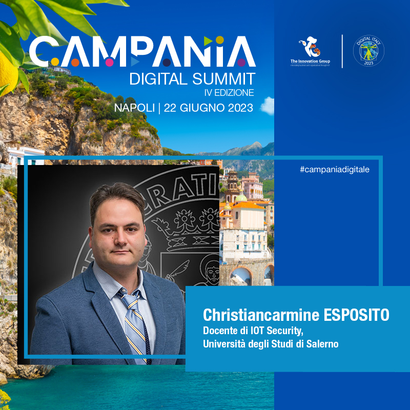 Christian Esposito, Docente di IOT Security, <a href="/UniSalerno/">Università Salerno</a>, partecipa al Campania Digital Summit. È relatore alla Sessione Parallela 2 incentrata sullo sviluppo di ecosistemi di #CyberSecurity - 22 giugno, 11.30-13.30, Napoli.

Registrati: lnkd.in/dfchu7u5

#CampaniaDigitale