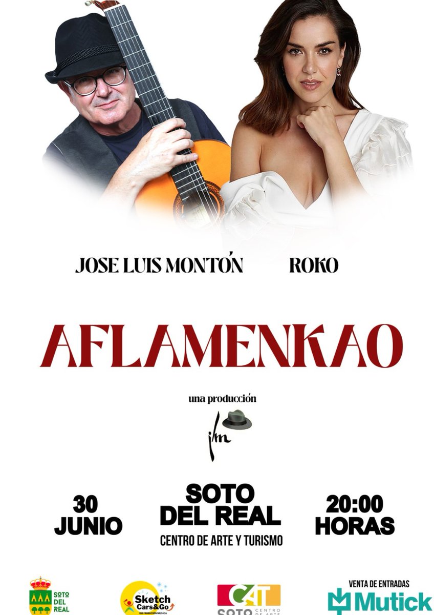 Llega a Soto del Real, AFLAMENKAO, el nuevo proyecto de @RokoOficial y @jl_monton 😍

📍 30 JUNIO, CAT (@aytosotodelreal), A LAS 20:00h.  

¡Comparte para que sea un éxito! 👏  

Prom: #Cozytime  

#aflamenkao #mutick #entradas #concierto #sotodelreal #roko #joseluismonton