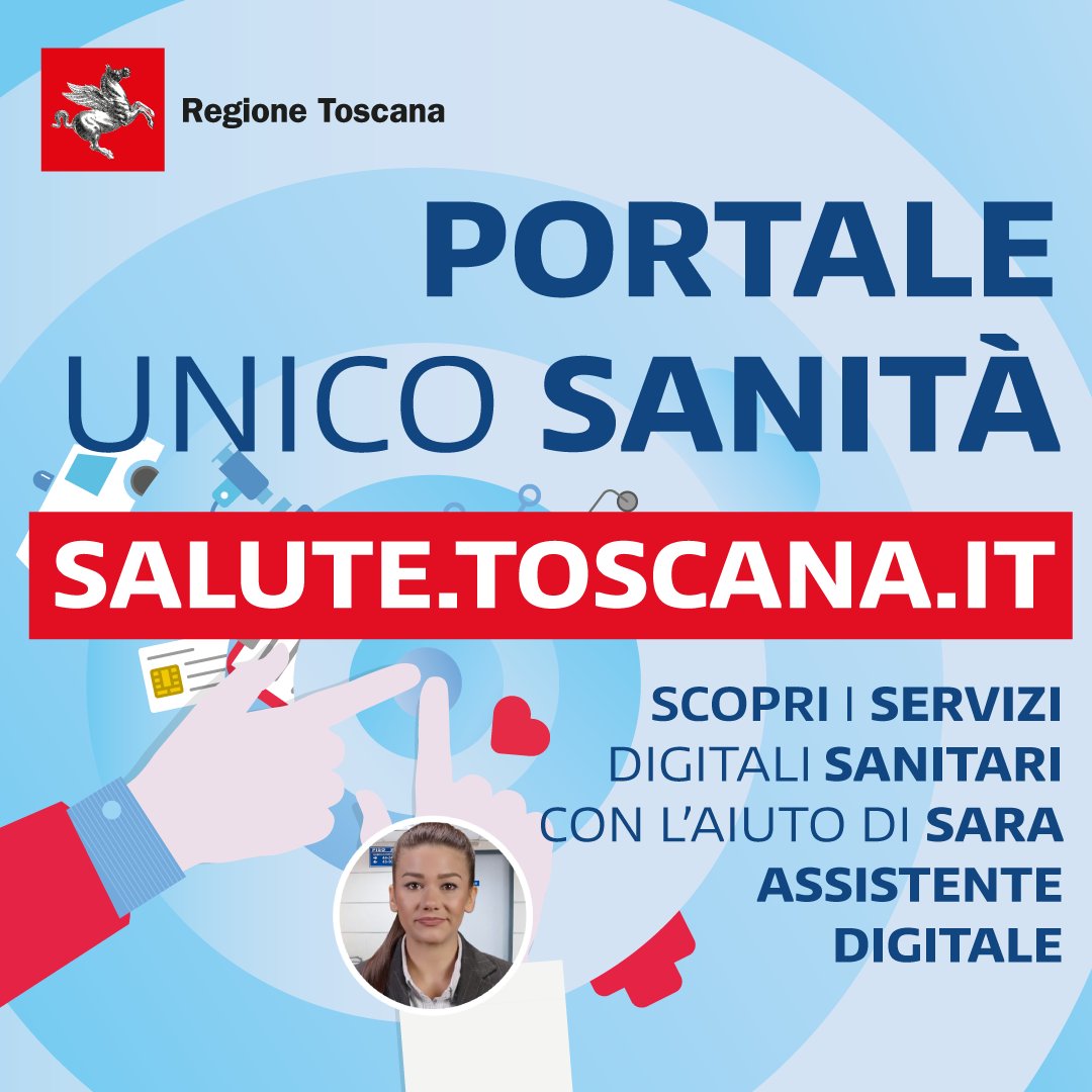 EugenioGiani's tweet photo. PORTALE UNICO SALUTE TOSCANA 
Una rivoluzione nella sanità: è attivo da oggi il portale regionale https://t.co/qFBMFibdJo per i servizi sanitari con l'aiuto di Sara, l'intelligenza artificiale della Regione Toscana. https://t.co/aSkJCymxec