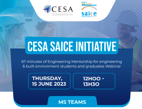 The_CESA's tweet photo. 📢 It is finally here! Join us for the #67 minutes of Engineering Mentorship for engineering &amp; built environment students and graduates Webinar. We have an exciting speaker line-up in store.

🗓️ ​Thursday, 15 June
🕒 12h00 - 13h30

Register➡️ https://t.co/F8LlQ7prB4

#YouthMonth https://t.co/TJPY9XaDKC