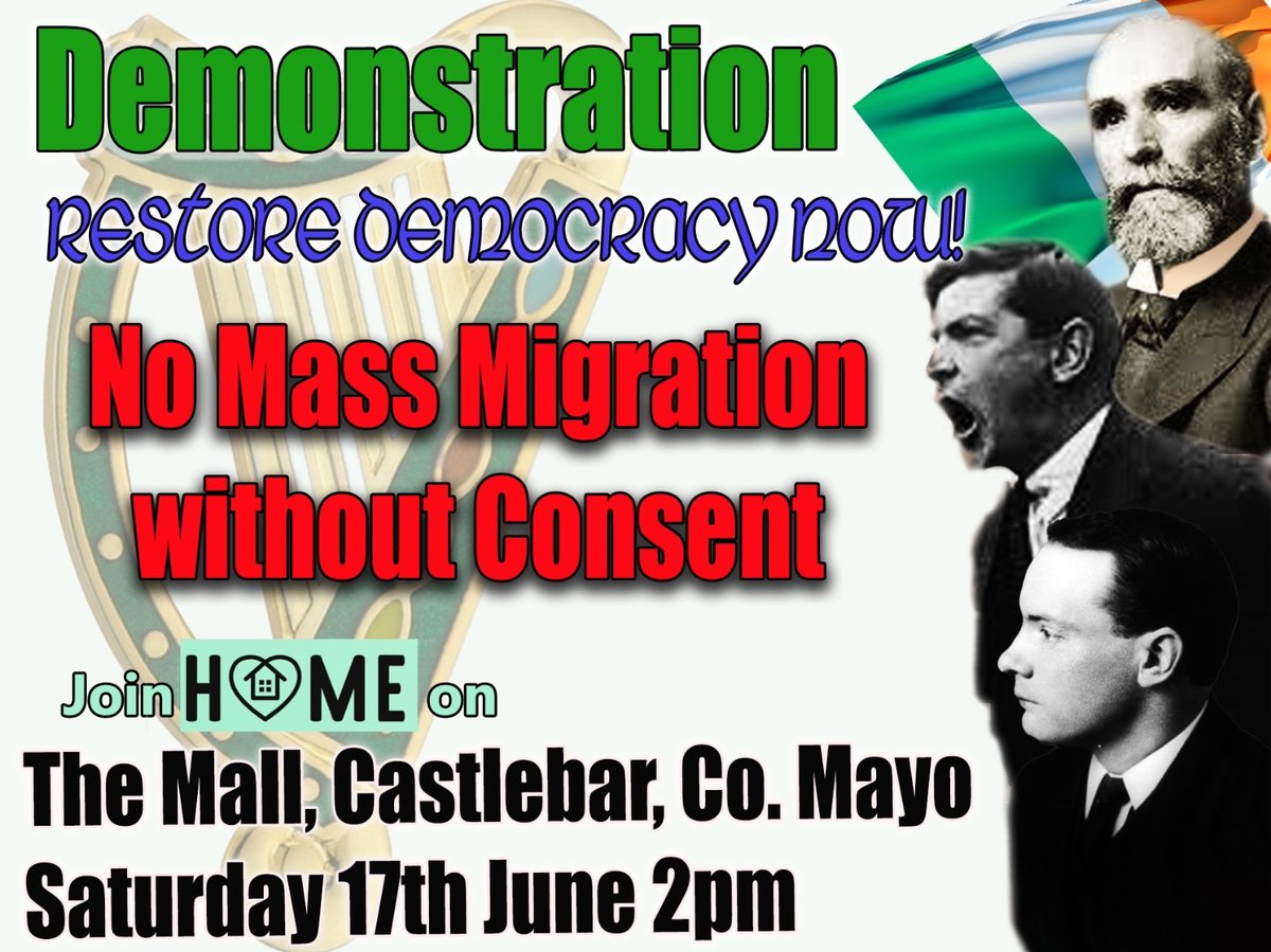 Join H.O.M.E. in supporting the right of Mayo people to object to forced immigration.
m.facebook.com/HOMEEIRE?eav=A…
#Castlebar #Ballina #Foxford #Swinford #Ballinrobe #Claremorris #Westport @MayoGAA @themayonews @thecontel @irishexaminer @WesternPeople @IrishInquiry #Irishfreedom…