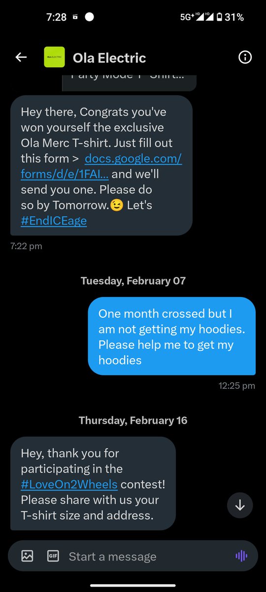 pati_debashis's tweet photo. Hi @OlaElectric,  Four times your team takes my address for sending a winning gift to me, but sadly they don't send me a single. if you don't want to send me my gift, then why do you take my address. Why are you scammed with your customers. @Khalidaaalbadri @bhash https://t.co/z6R2tOURhF