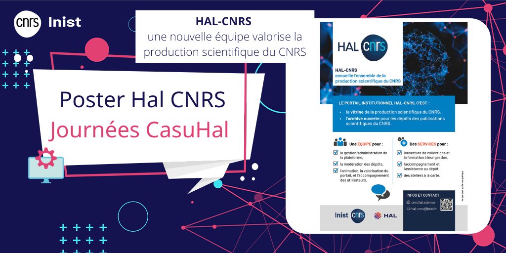 INIST_CNRS's tweet photo. Un poster HAL-CNRS aux journées CasuHAL 2023 #casuhal23 #scienceouverte #offredeservice @INIST_CNRS @SciOuverte_CNRS
https://t.co/w4Wdy1gHhr https://t.co/qWyVR9dfq4
