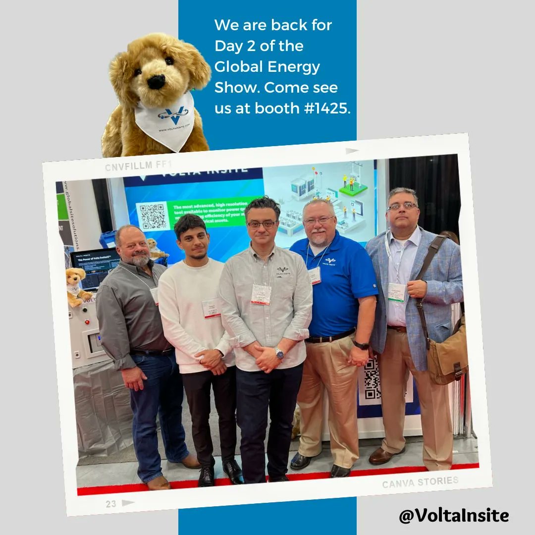 VoltaNRG's tweet photo. Day 2! Come learn about how we reduce or eliminate downtime for critical electrical assets. Maxwell will be there too! #GES2023 #VoltaInsiteGES23 #energy https://t.co/MPOqJecBzD