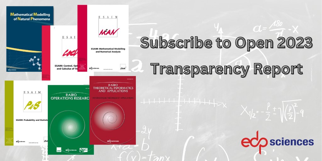 Journals | Maths | S2O The #S2O 2023 Transparency Report for maths journals is out! Explore expanded metrics and analysis, offering a comprehensive understanding of S2O's effectiveness. #OpenAccess @SMAI_media bit.ly/42CzQXp