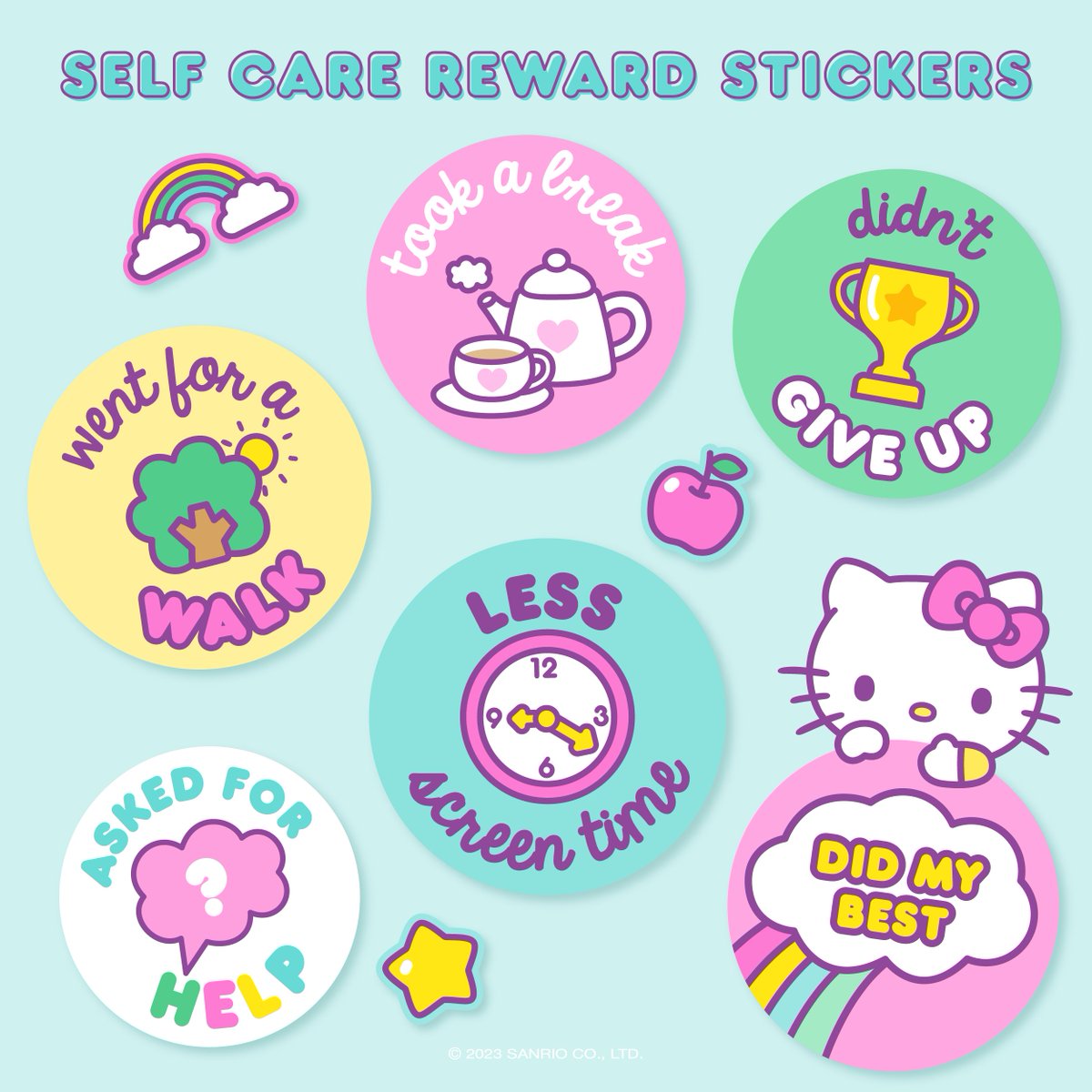 hellokitty's tweet photo. #WellnessWednesday: Stickers for self-care 💖 Tag a bestie! https://t.co/rLXNyjDOTV
