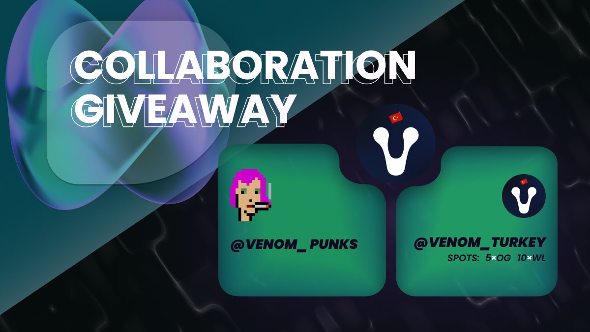 🎉 Çekiliş Var! 🔥

✅Venom Ekosistemi'ndeki <a href="/venom_punks/">Venom Punks🤘</a> projesinden 5 OG ve 10 WL dağıtıyoruz! 👾

👉 Çekilişe katılmak için;

1⃣ Bu posta RT ve Beğeni at.

2⃣ <a href="/venom_punks/">Venom Punks🤘</a> ve @Venom_Turkiye hesaplarını takip et.

3⃣ t.me/Venom_Turkiye kanalına katıl.

Sonuçlar pazar günü