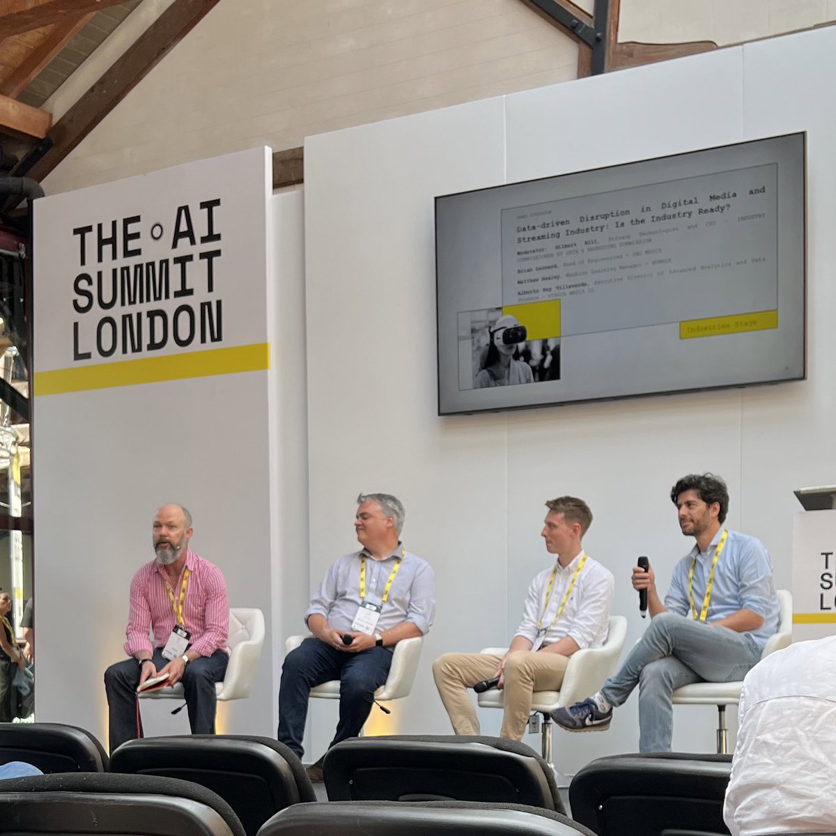 Great talk on data-driven disruption in the media industry <a href="/TheAISummit/">The AI Summit</a> 

Hosted by the ever-insightful <a href="/GilbertHill/">Gilbert Hill</a>, with fascinating discussion between him, CV Brian Leonard (IMG Media), Matthew Healey (@Bumble) and Alberto Rey Villaverde (<a href="/virginmedia/">Virgin Media ❤️</a>).