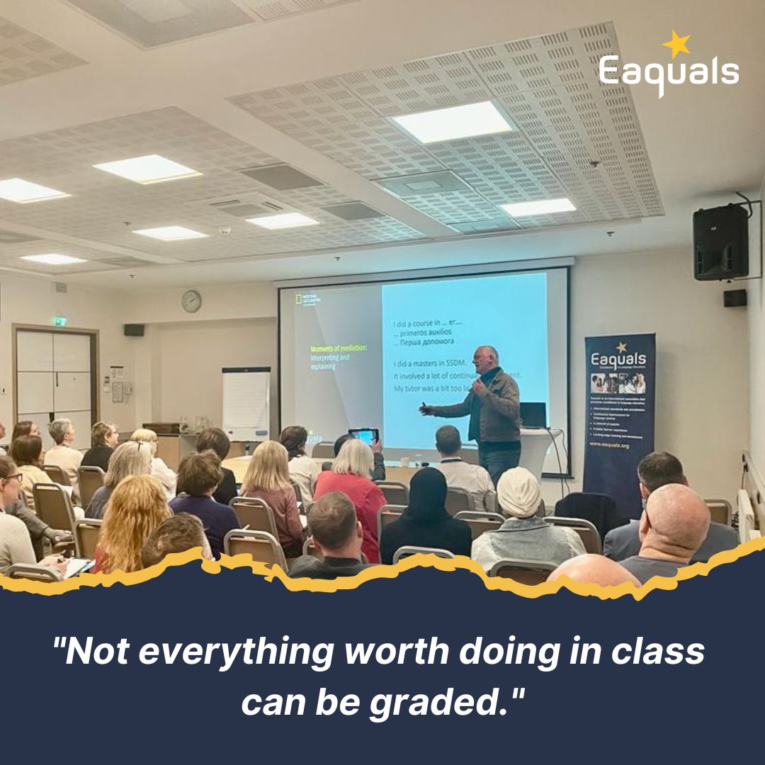 During the #EaqualsConference @HughDellar argued that while #mediation in #CEFR has relevance for mixed levels, using L1(or L3!) as a resource & interactive approaches to #teaching & #learning, there are concerns about evaluation, & explored how #teachers could respond.