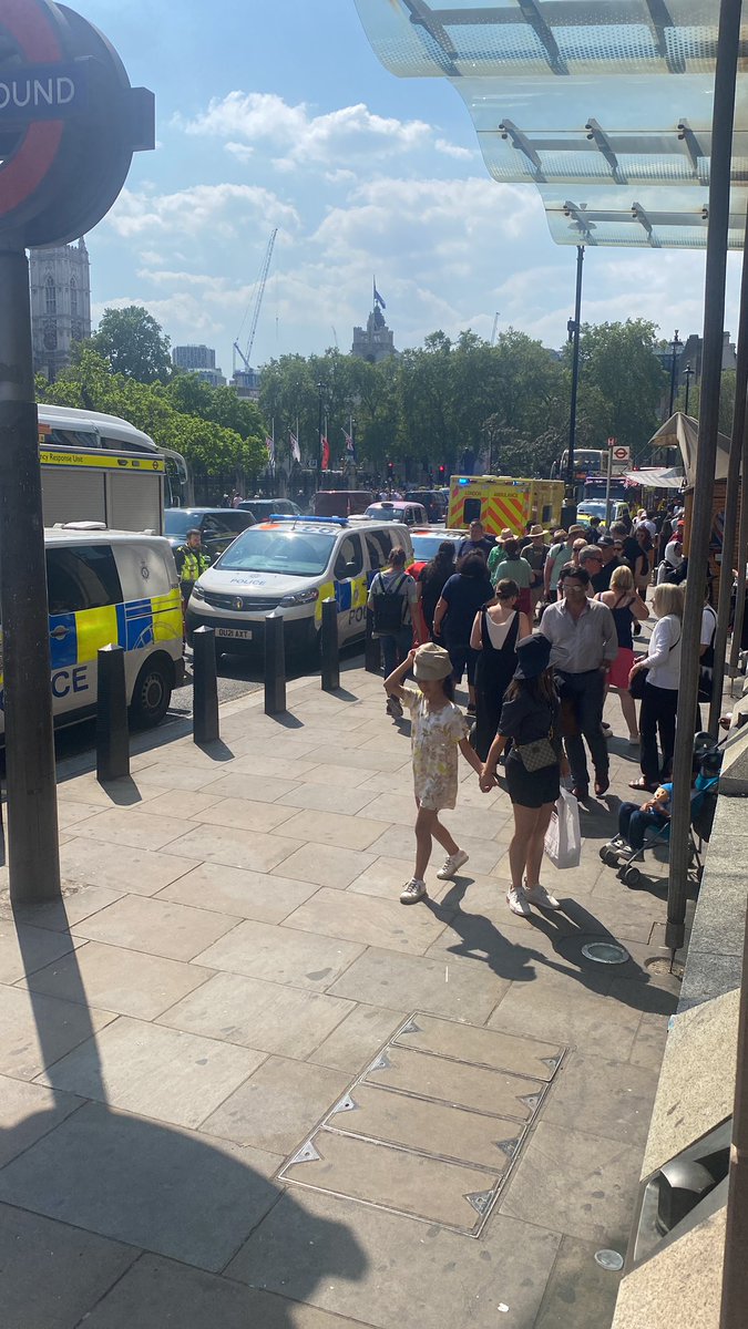 Something going on at Westminster. Air ambulance just landed 😶 #Westminster #tube #london