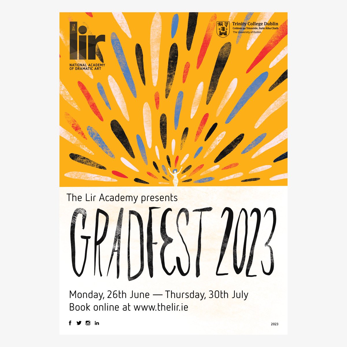 TheLirAcademy's tweet image. GradFest 2023 is almost here! ✨

GradFest is a season of productions directed and designed by this year’s MFA students ⬇

The plays are produced using our 2023 MFA students - directors &amp;amp; stage designers!

You can book your tickets to see the shows here: thelir.ie/events