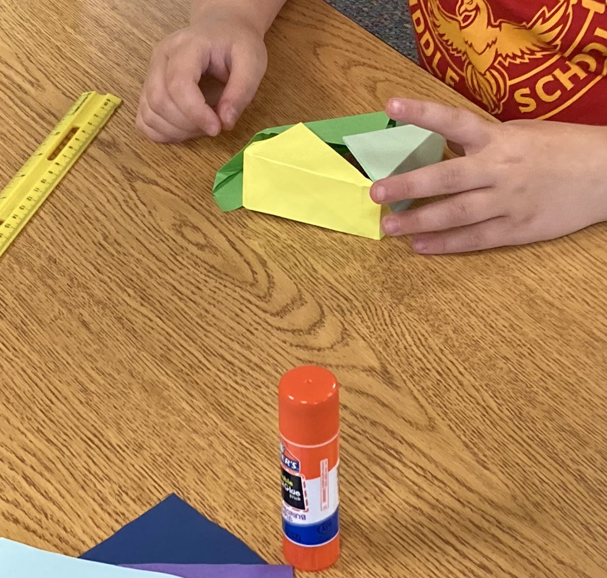 CKentzler's tweet photo. Attempting to fold an origami triangular prism box. These are tricky!!!
#WeAre409 https://t.co/SGYOh7wXA1