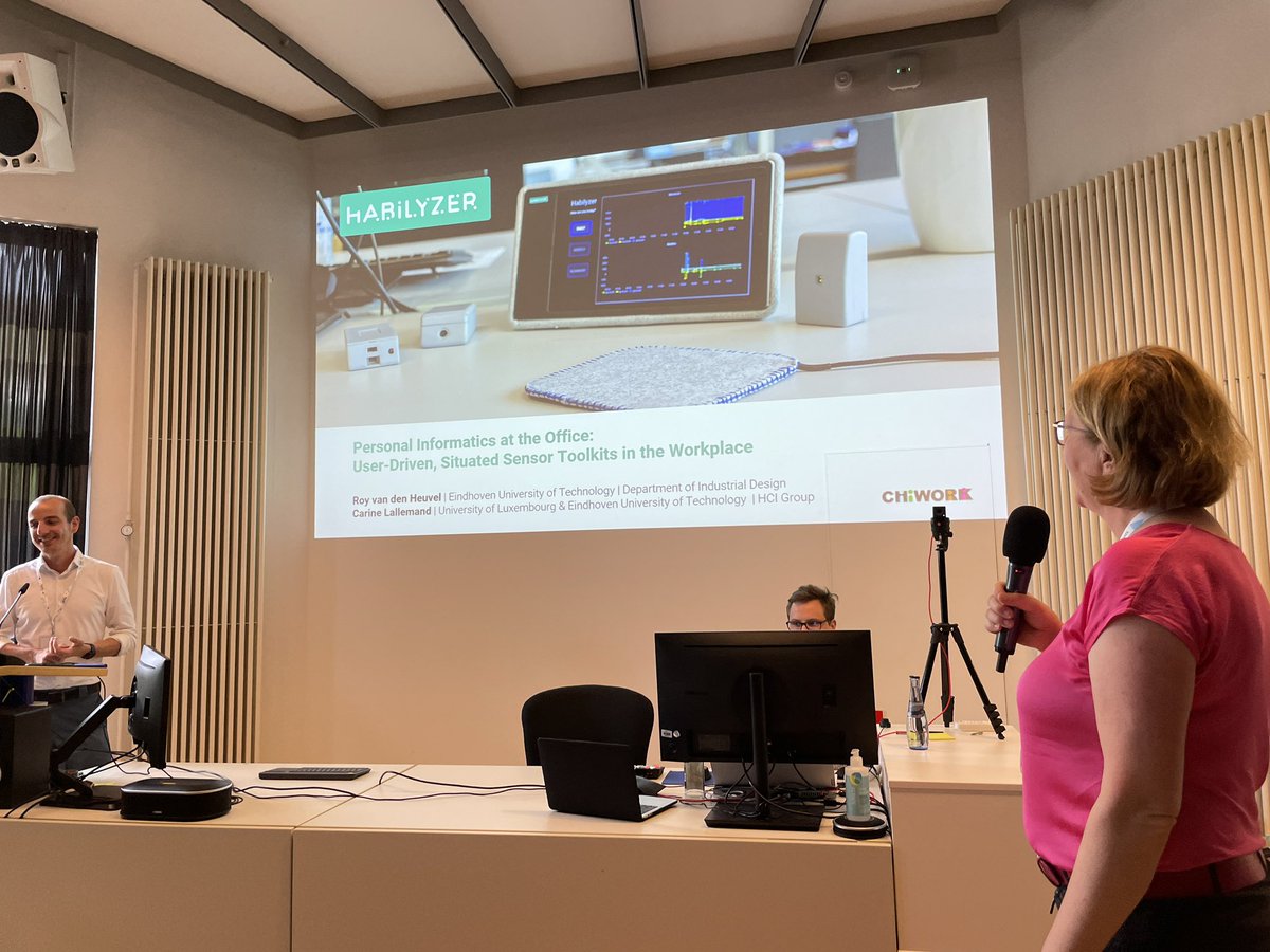 Carilall's tweet photo. Our dear @royovic did a great job presenting our Habilyzer open-ended sensor kit and related study at @CHIWORKsymp - the paper will be online soon in the ACM DL. 
A collaboration between @TUE_ID @uni_lu https://t.co/49x1VhdrGl