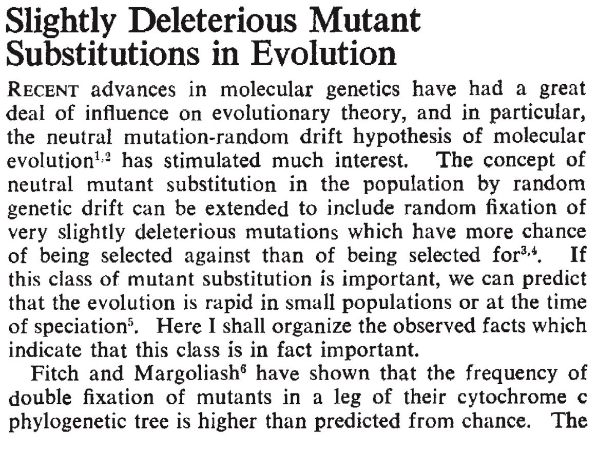 CrawfordAJ's tweet photo. 50 years ago today (9 Nov. 1973):

Dr. Tomoko Ohta (太田 朋子) publishes further support for her Nearly Neutral Theory of molecular evolution in @Nature: "Slightly Deleterious Mutant Substitutions in Evolution".

Photo from: 
https://t.co/8qZ0gADw59 https://t.co/wc3mhVvdkq