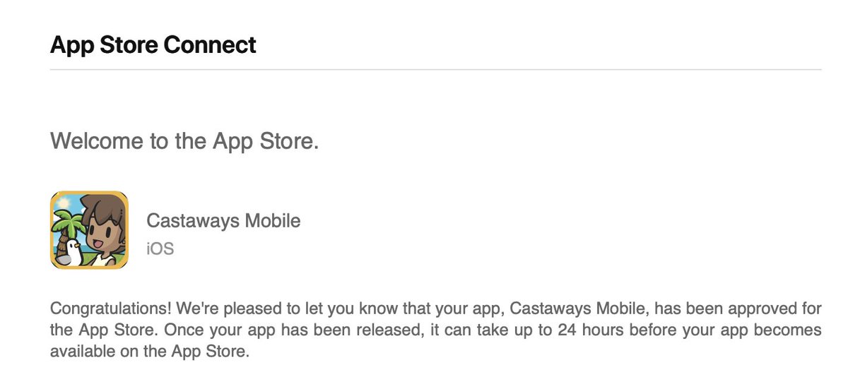 Good morning! Castaways approved in both App Store and Google Play It's go time!! 🏝️🚀